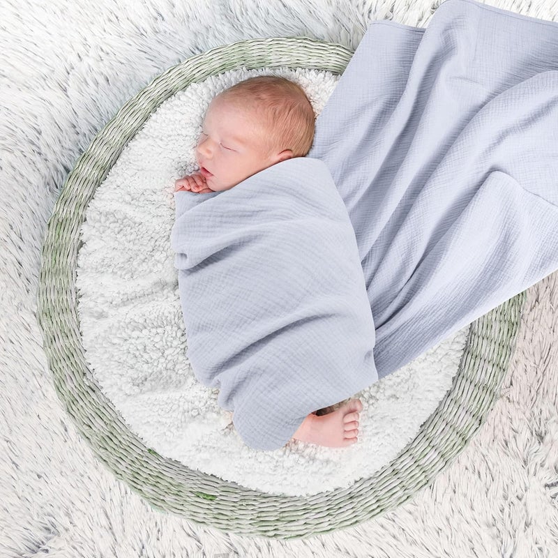 Susurration Muslin Swaddle Blanket Baby100 Cotton Baby Receiving Blanket Soft Thin Swaddle Blanket for Unisex Newborn 40x40in 2Pack Navy Blue - Image 5