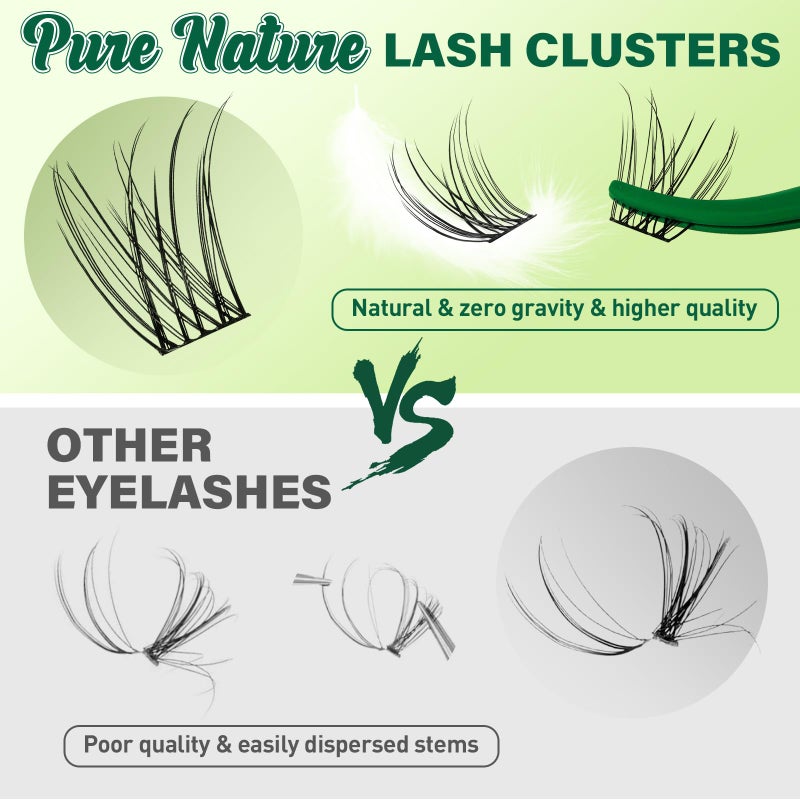 KEYYOU Natural Lash Clusters Wispy Eyelash Clusters 144 pcs Cluster Eyelash Extensions D Curl Individual Lashes 8-18MIX Mix Length Light and Natural Lashes Look with Thin Lash Band(N01-8-18MIX-D) - Image 4