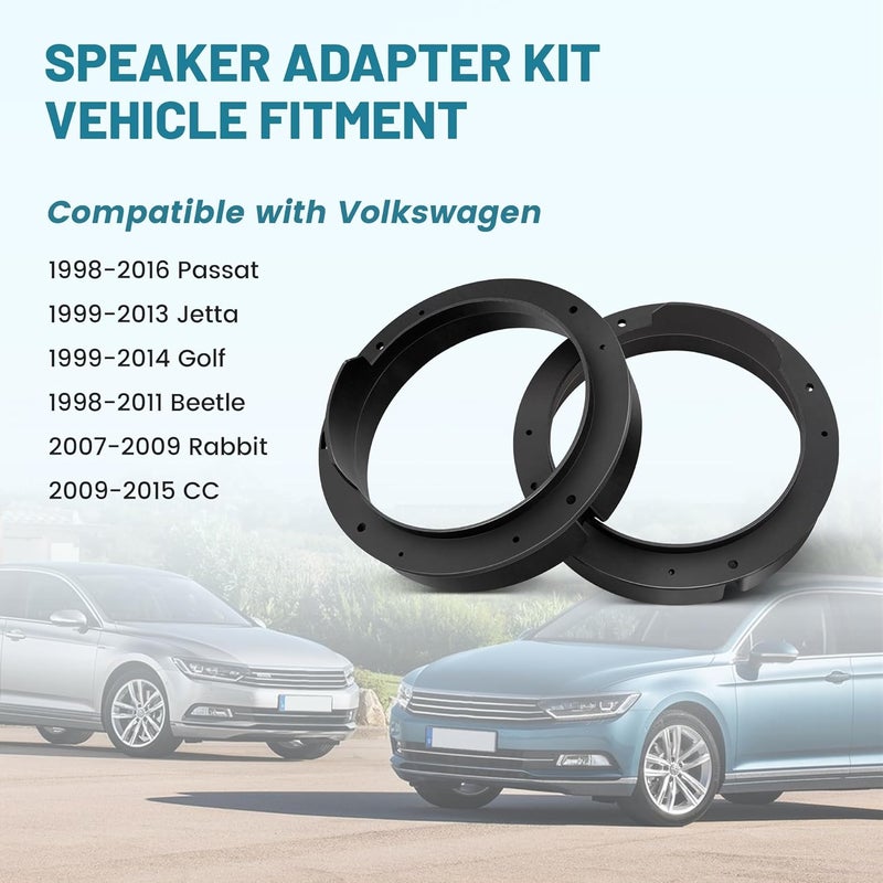 Nuith Door Speaker Adapter Bracket 6.5 with Wiring Harness Connector for VW Models - Image 2