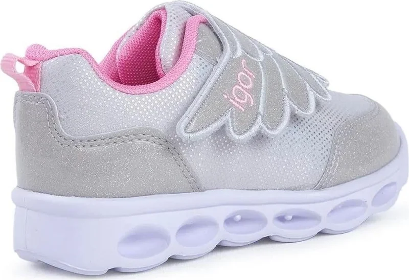 Igor Bella Gray Pink Girls Lighted Velcro Sneakers BC10001 V2