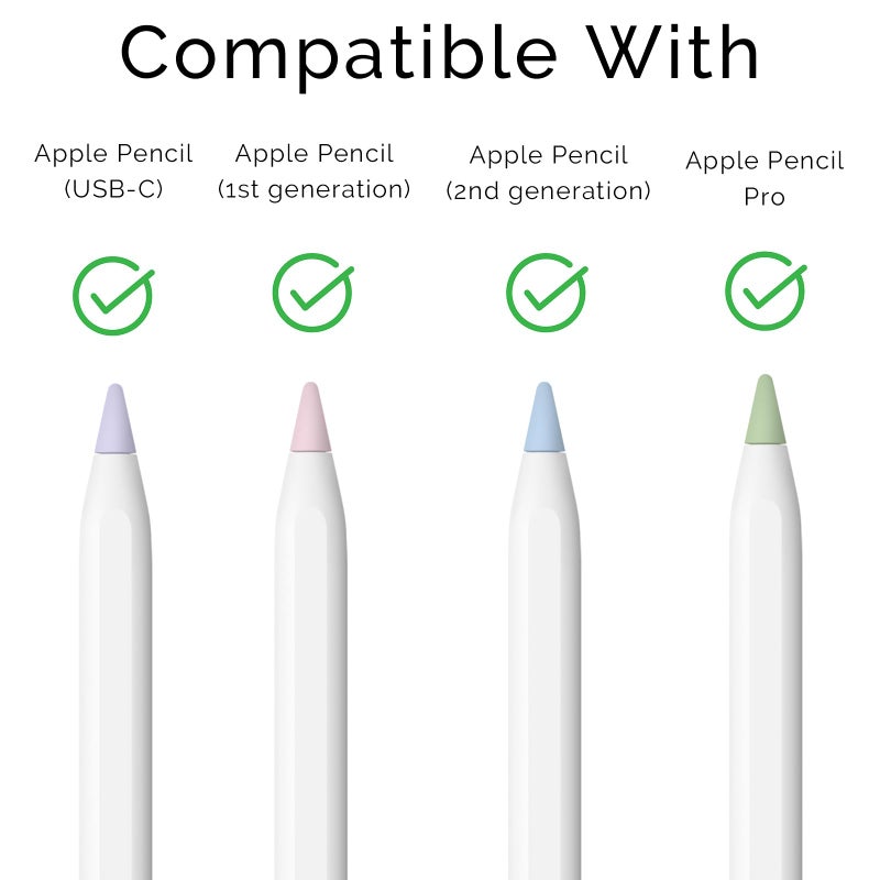GRTHTATI 4 Pack Colorful Replacement Tips Compatible with Apple Pencil 2nd Generation, 1st Generation, Apple Pencil Pro & USB-C Pen Like Nibs (White/Pink/Purple/Blue) - Image 2