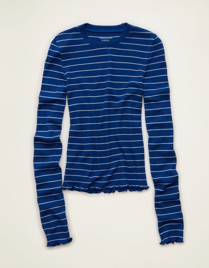 American Eagle AE Soft & Sexy Waffle Long-Sleeve T-Shirt - Image 5