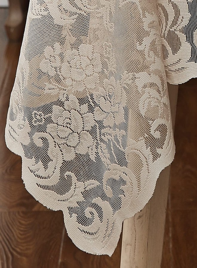 لينين زون مفرش طاولة مستطيل من الكتان من LinenZone، مثالي للديكور الريفي العتيق. مفرش طاولة من الدانتيل الشفاف، رائع كديكور لحفلات الزفاف، أو عيد الشكر، أو عيد الميلاد (Mia TC 60 x 84، كتان). - Image 3