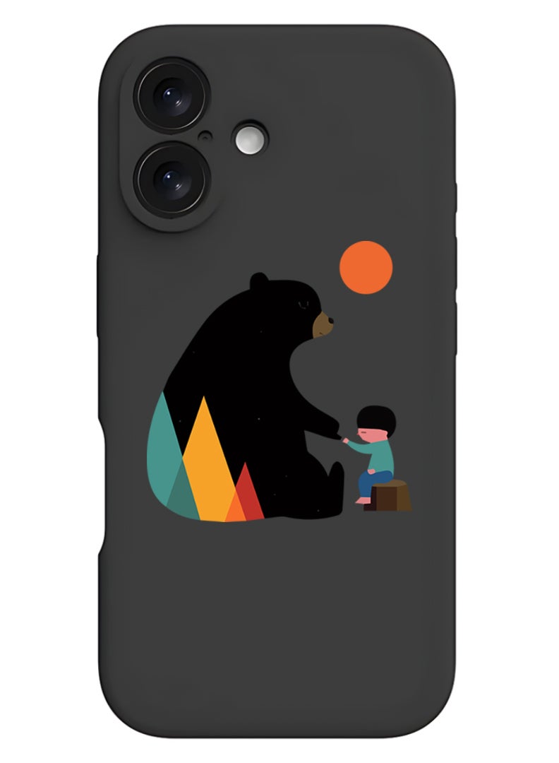 Theodor iPhone 16 Black Protective Slim Fit Case Liquid Silicone Cover with Full Body Protection Anti-Scratch Shockproof Case For iPhone - Promise - Image 1