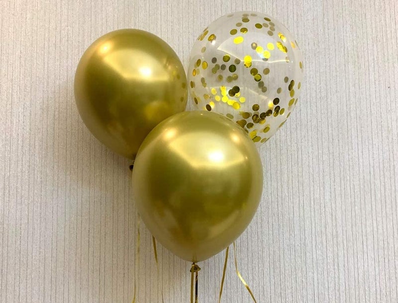 LAZYBEEE Gold Confetti Balloons & Gold Metallic Balloons 62 Pack - 12 inch Premium Latex Balloons & Ribbon - Gold Party Decorations (Gold) - Image 3