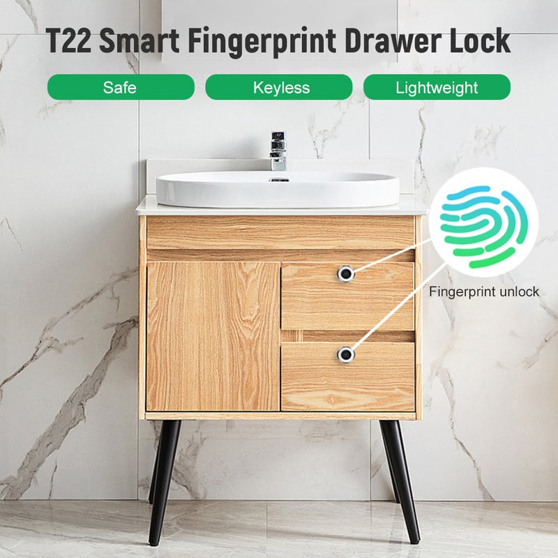 T22 Smart Fingerprint Lock Electronic Drawer Lock Keyless Biometric Cabinet Lock USB Rechargeable Lock for Home Office - Image 3