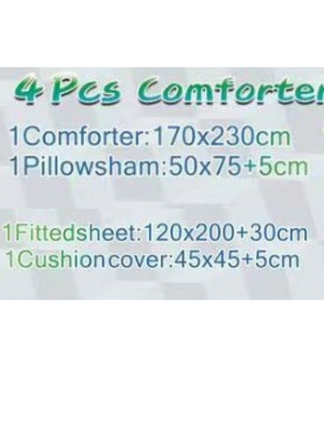 SMART HOME 4 Piece Reversible Plush Medium Quilted Kids Comforter Set Fitted Sheet 130X170cm Fits Single Bed for Boys and Girls Made of 100% Microfiber  - Image 5