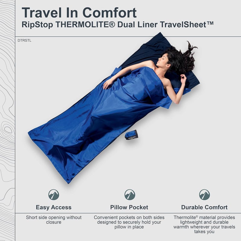 Cocoon - Ripstop Thermolite Dual Liner TravelSheet - Blue - Image 3
