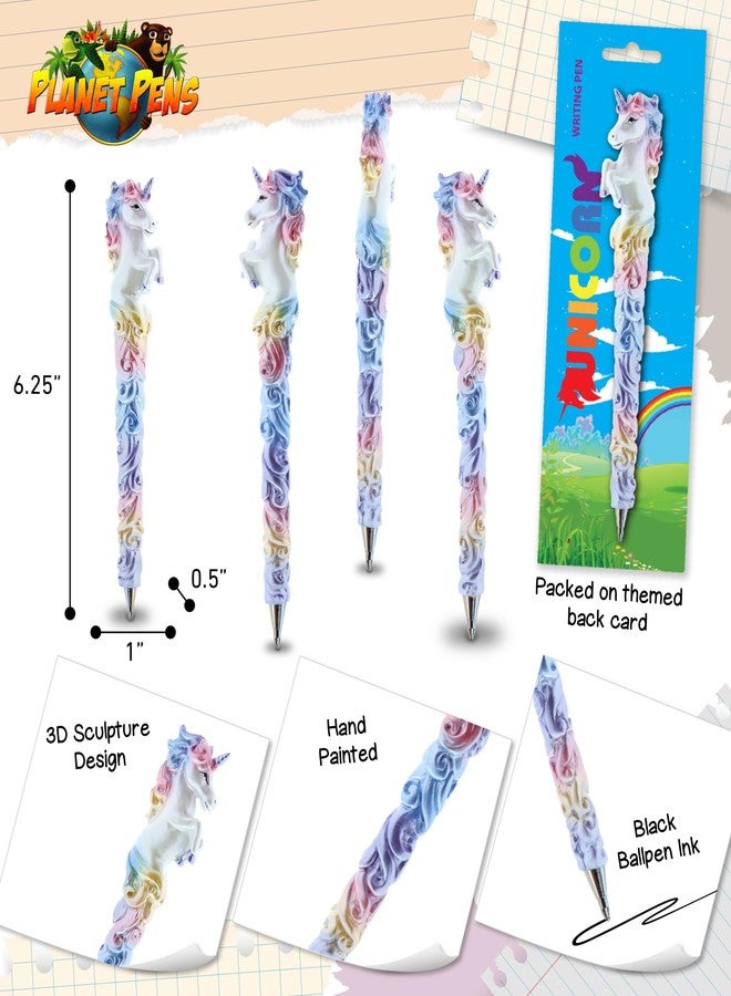 Planet Pens قلم حبر جاف بتصميم يونيكورن لامع من بلانيت بينز - قلم يونيكورن لطيف بحبر أسود، قلم فريد من نوعه للبنات، مناسب لأدوات الأطفال المكتبية ولأدوات المكتب للكبار، قلم مبتكر لتزيين مكتبك - Image 3