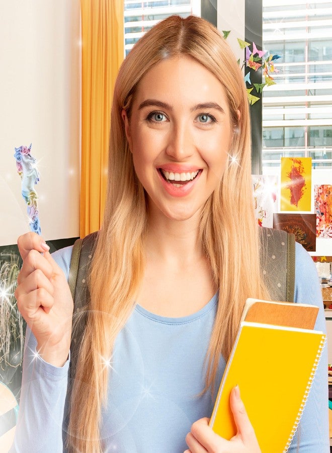 Planet Pens قلم حبر جاف بتصميم يونيكورن لامع من بلانيت بينز - قلم يونيكورن لطيف بحبر أسود، قلم فريد من نوعه للبنات، مناسب لأدوات الأطفال المكتبية ولأدوات المكتب للكبار، قلم مبتكر لتزيين مكتبك - Image 2
