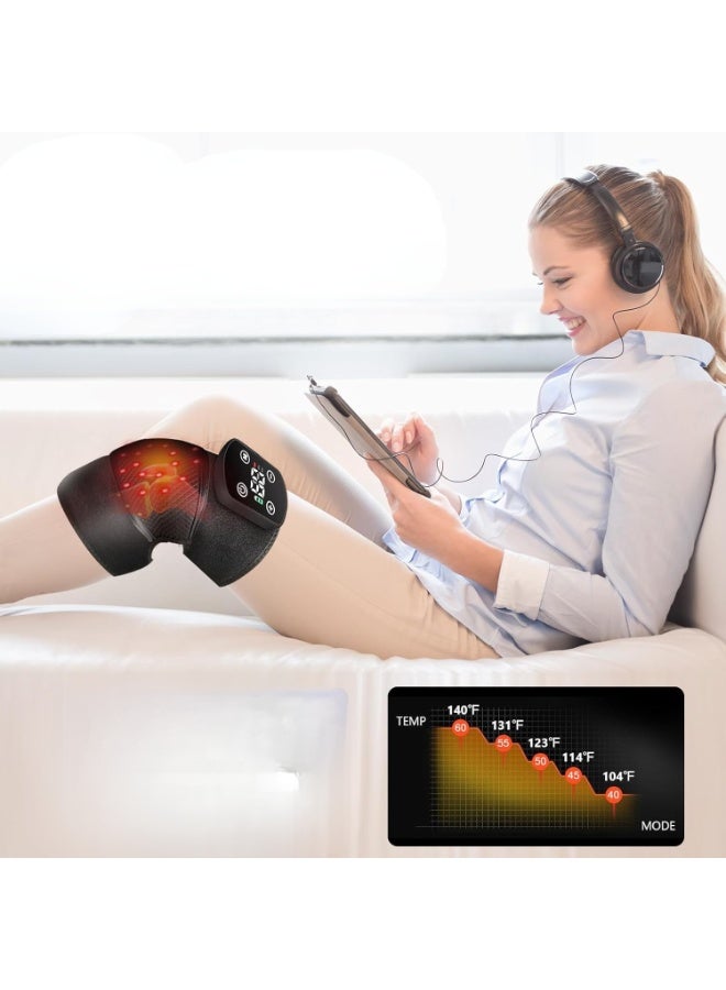 مدلك ركبة لاسلكي مع حرارة واهتزاز – لفافة تدفئة قابلة للتعديل للركبة والمرفق والكتف - Image 5