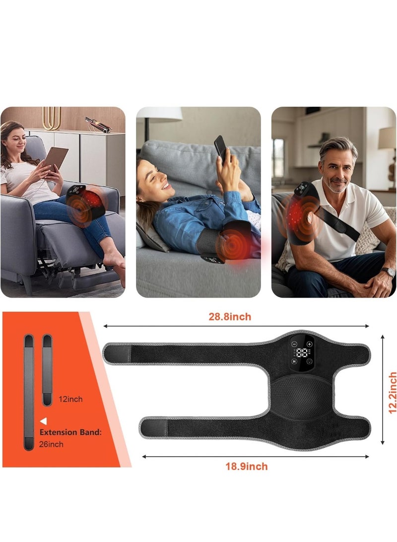 مدلك ركبة لاسلكي مع حرارة واهتزاز – لفافة تدفئة قابلة للتعديل للركبة والمرفق والكتف - Image 2