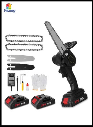 Cordless Mini Chainsaw, 6 Inch Electric Chainsaw, Battery Powered 2Pcs 21V Rechargeable Battery with Splash Guard for Wood Cutting Tree Trimming Gardening Camping - pzsku/ZA0632019ECB6D4F83477Z/45/1746201758/a85753d1-62d9-457e-b354-997494796c9c