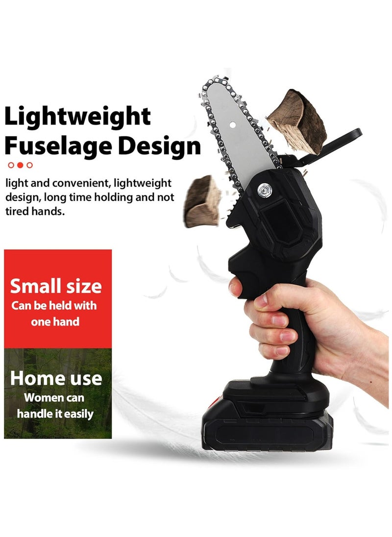 Favarey Cordless Mini Chainsaw, 6 Inch Electric Chainsaw, Battery Powered 2Pcs 21V Rechargeable Battery with Splash Guard for Wood Cutting Tree Trimming Gardening Camping  - Image 2