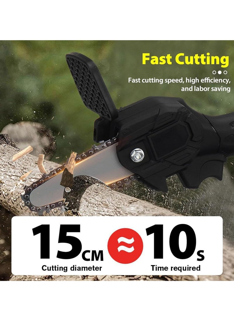 Favarey Cordless Mini Chainsaw, 6 Inch Electric Chainsaw, Battery Powered 2Pcs 21V Rechargeable Battery with Splash Guard for Wood Cutting Tree Trimming Gardening Camping  - Image 4