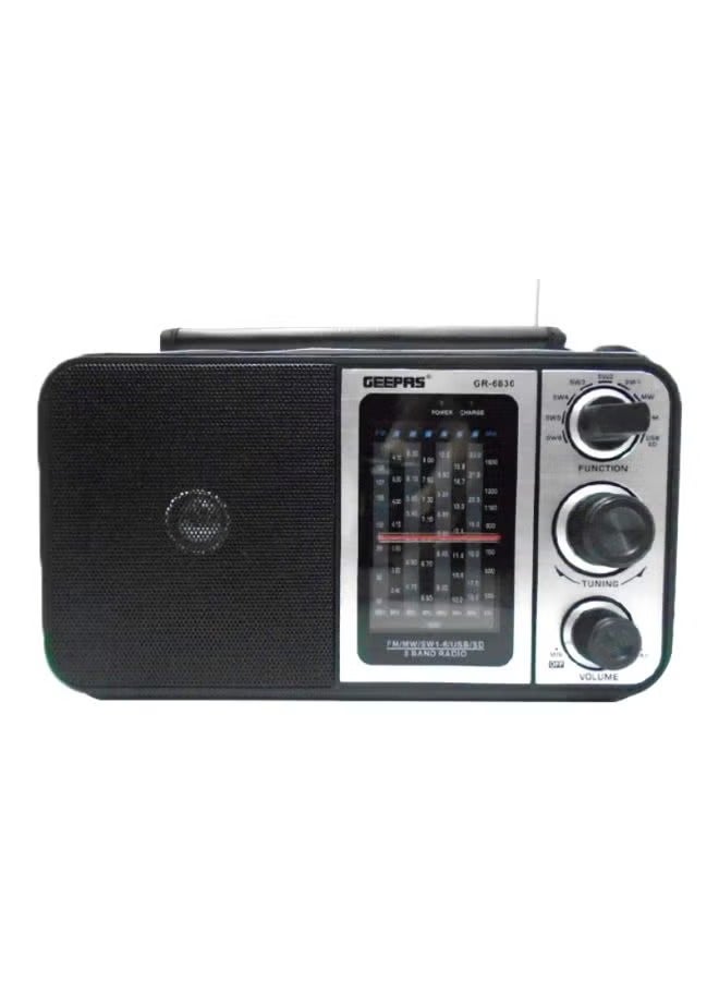 GEEPAS Rechargeable FM Radio With USB - SD Card Slots GR6836 Black  - Image 1