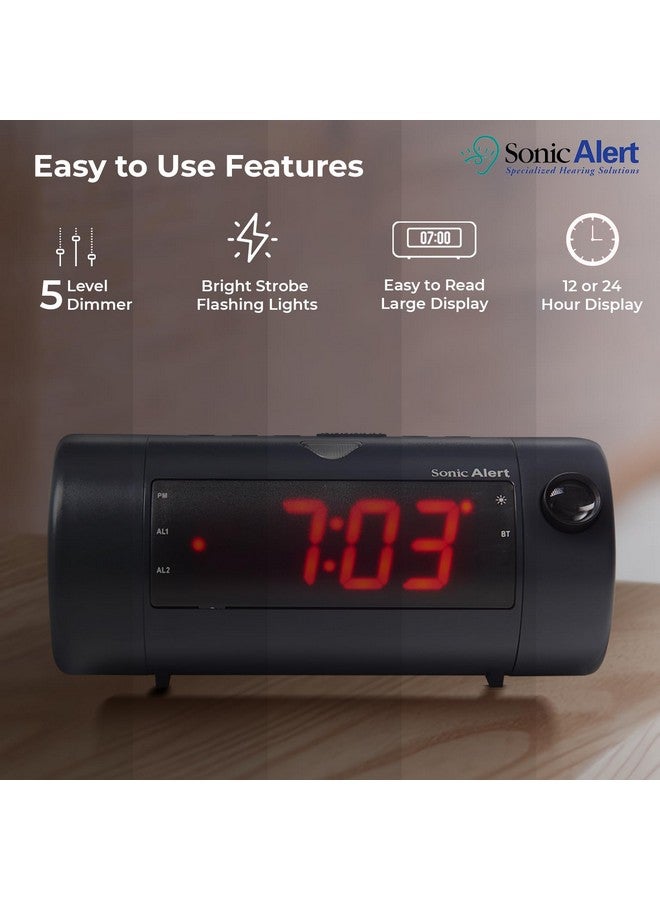 Sonic Alert Sonic Blast Digital Alarm Clock - Alarm Clock for Heavy Sleepers - Projection Alarm Clock - Android & iOS Compatible - Bluetooth Speaker, USB Port - AUX Compatible - Image 4