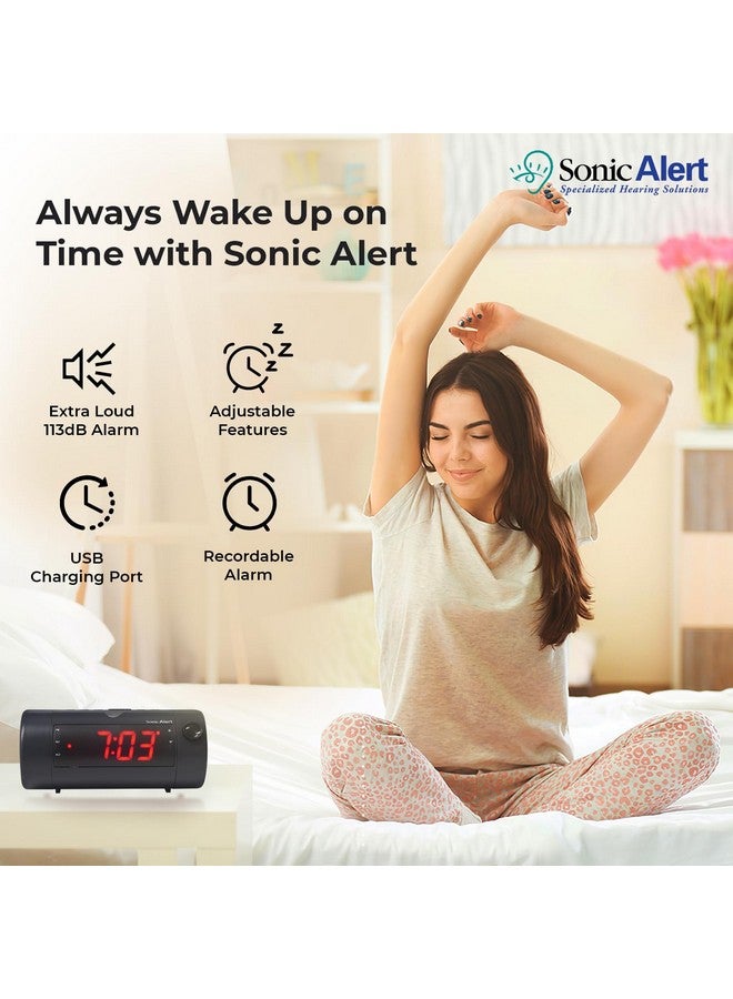 Sonic Alert Sonic Blast Digital Alarm Clock - Alarm Clock for Heavy Sleepers - Projection Alarm Clock - Android & iOS Compatible - Bluetooth Speaker, USB Port - AUX Compatible - Image 2