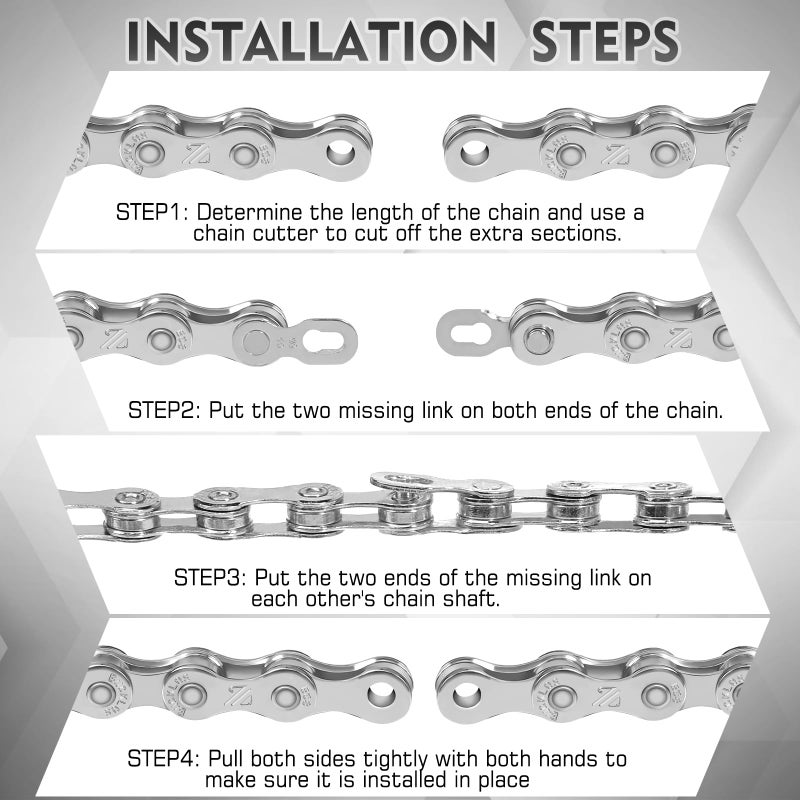 BUCKLOS 6/7/8/9/10/11/12 Speed Bike Chain,Bicycle Chain for Road Bike/E-Bike/Mountain Bike/MTB/Shimano SRAM,Half/Full Hollow Bike Chain Silver/Gold 1/2 x 11/128 Inch 116 Links with Quick Link - Image 5