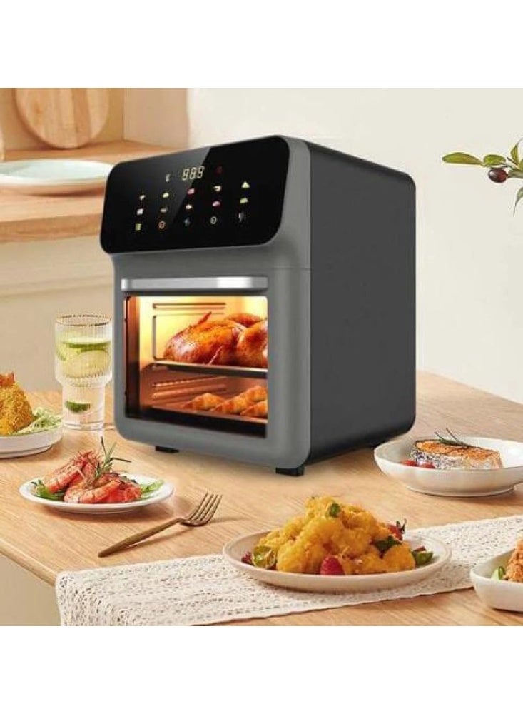 DENX DX2081 12L Air Fryer – 1350W Multi-Function Digital Kitchen Appliance | Fry, Bake, Roast, Grill | Adjustable Temperature & Timer | Removable Non-Stick Tray | Compact Black Design - Image 3