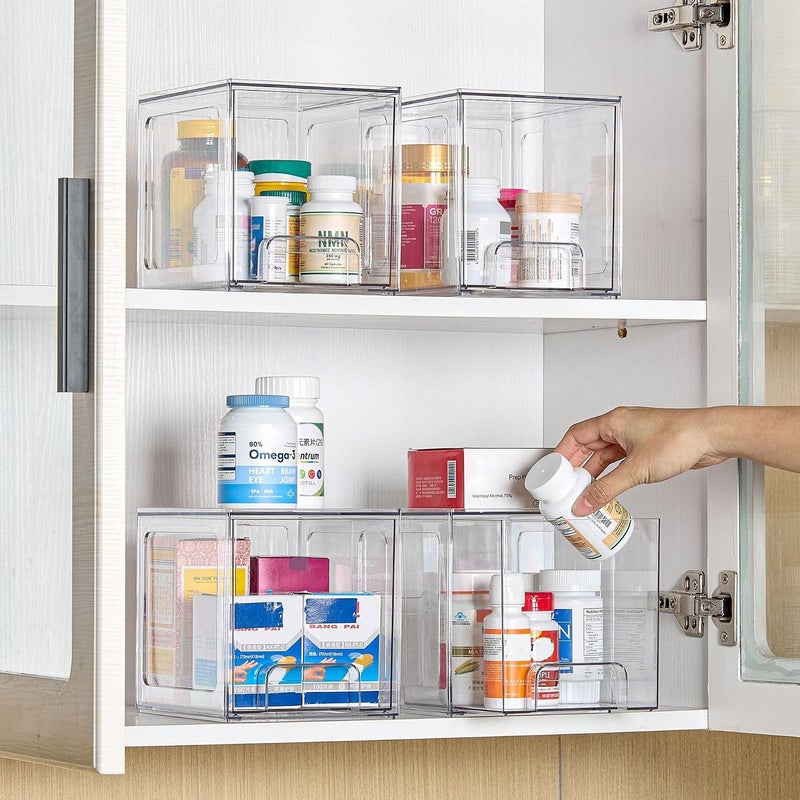 UREVO 4 Pack Large Clear Acrylic Stackable Storage Drawers for Home Organization - Image 4