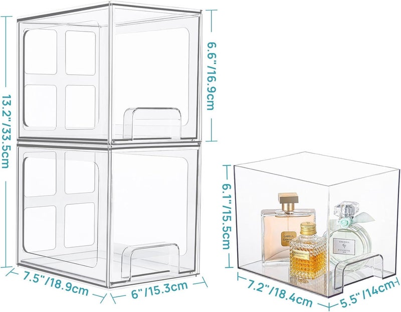 UREVO 4 Pack Large Clear Acrylic Stackable Storage Drawers for Home Organization - Image 3