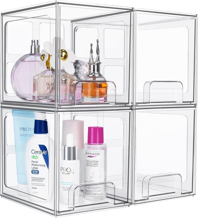 UREVO 4 Pack Large Clear Acrylic Stackable Storage Drawers for Home Organization - Image 1