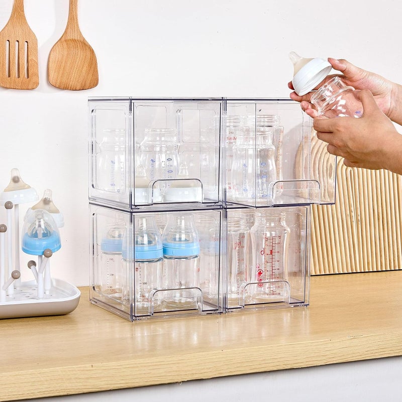 UREVO 4 Pack Large Clear Acrylic Stackable Storage Drawers for Home Organization - Image 5