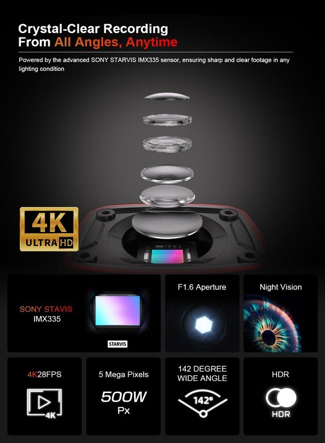AKEEYO AKY-710S Bike Camera with Mount, 4K 28fps, 2K 55fps, Wide-Angle 142°,IP67,5MP,Loop & Emergency Recording,Parking Monitor,Bicycle,Outdoor Sports,Rechargeable,GPS,64GB Card Included - Image 3
