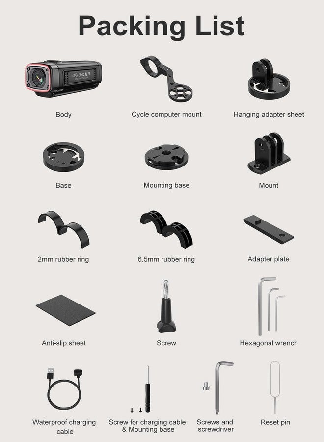 AKEEYO AKY-710S Bike Camera with Mount, 4K 28fps, 2K 55fps, Wide-Angle 142°,IP67,5MP,Loop & Emergency Recording,Parking Monitor,Bicycle,Outdoor Sports,Rechargeable,GPS,64GB Card Included - Image 5