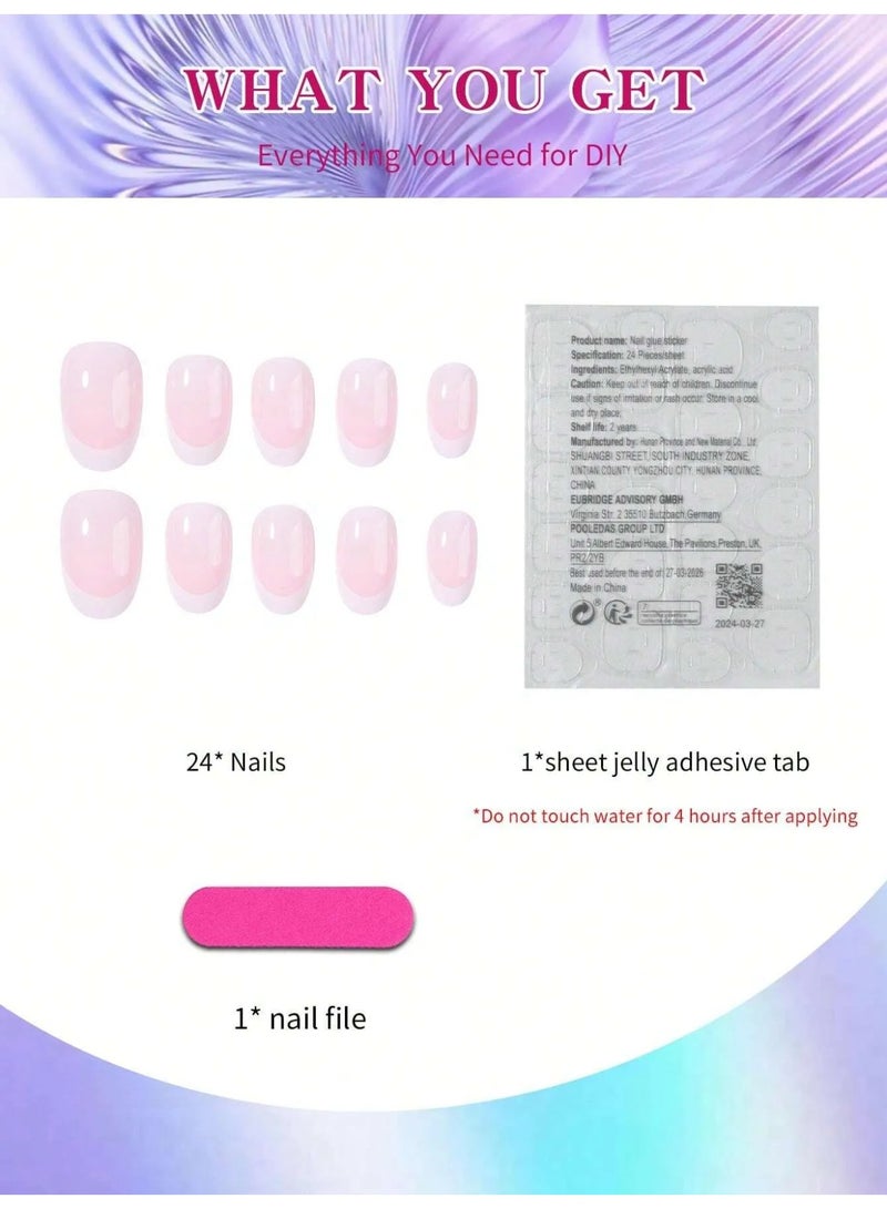 اظافر تركيب فرنسيه مزيفه بشكل لوزي تحتوي العلبه على 24 ظفر مع مبرد اظافر و صمغ - Image 5