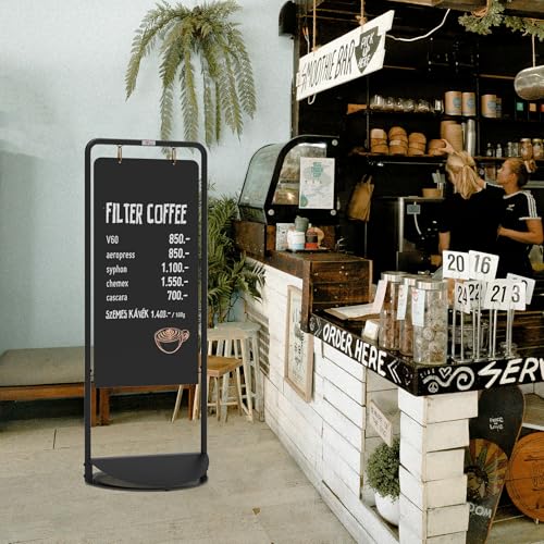 TOWON Double Sided Swinging Chalkboard Sign with Streamlined Thickened Base 18x47 Windproof Chalkboard HFrame Metal Sidewalk Sign for Cafe Wedding Outdoor Huge Freestanding Sandwich Boards - Image 3