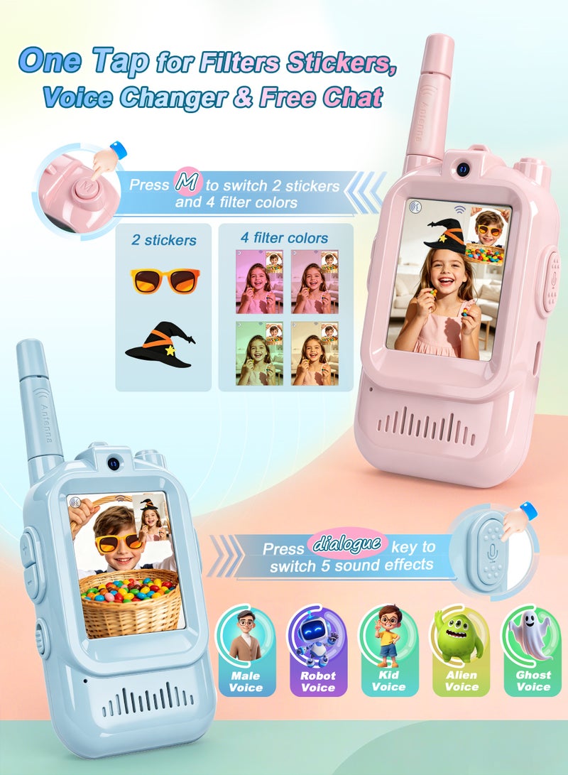 Xkimos 2PCS Video Phone for Kids, Rechargeable Face Time Video Chat with Camera/Voice Changer/Picture/Emoji Sharing, Ringtones for Indoor Outdoor, Ages 3–12 Boys Girls - Image 2