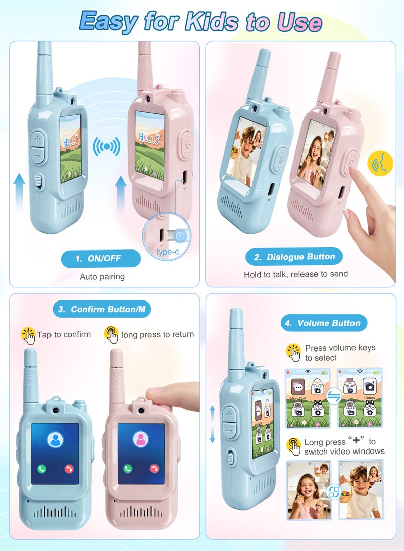 Xkimos 2PCS Video Phone for Kids, Rechargeable Face Time Video Chat with Camera/Voice Changer/Picture/Emoji Sharing, Ringtones for Indoor Outdoor, Ages 3–12 Boys Girls - Image 4