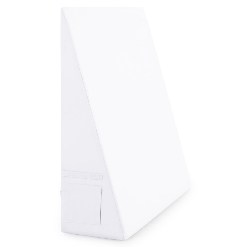 Cobedzy White Bed Wedge Pillow Cover(25" L x 25" W x 8" H), Zipper and Handle Design Wedge Pillowcase Protector, Breathable Pillowcase with Side Pocket for Storage(Pillow Not Include) - Image 1
