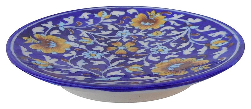 Craft Park Blue Pottery Ceramic Wall Hanging Decorative Handmade 8 Inch Round Plate CPDP8 - Image 2