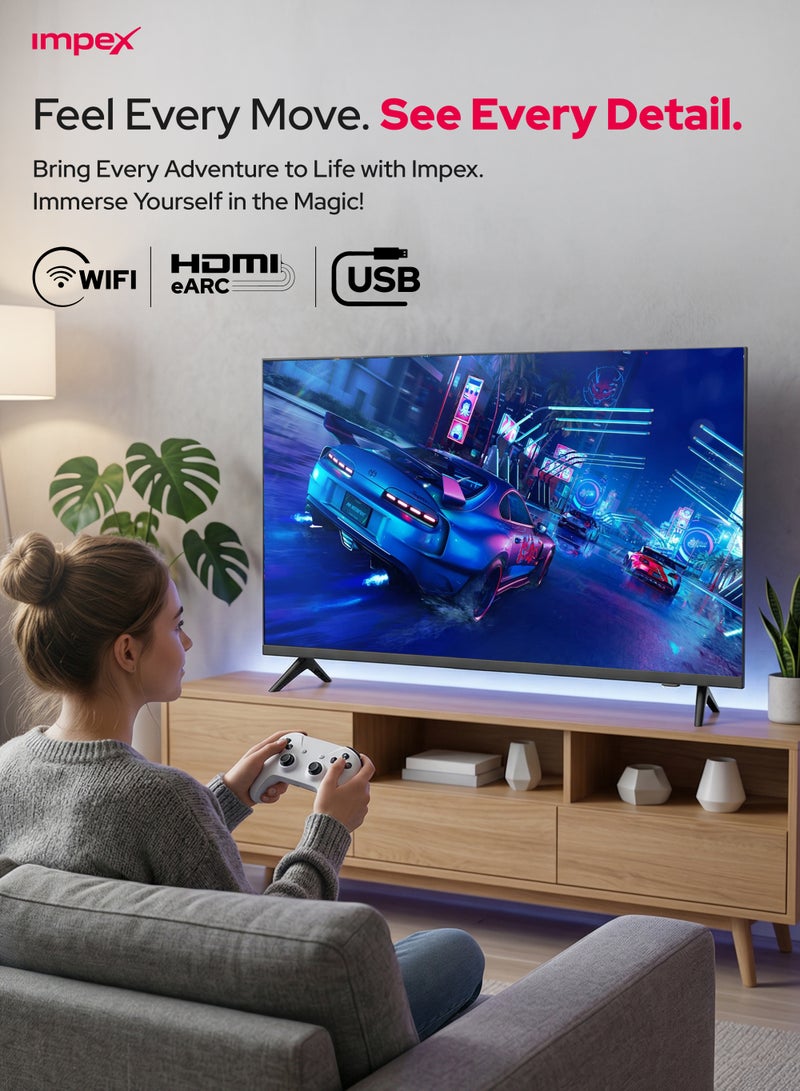 Impex 43 Inch Full HD Smart Android LED TV - 1920x1080 Screen Resolution Television, Latest Android Version, Frame Less Design, Quad Core Processor, Mirror Cast And E-Share, HDMI\USB\ Wi-Fi Input, Netflix, YouTube, Disney+, Apple TV+, Starz Play Arabia, Smart Energy Saving, 2 Year Warranty - Gloria 43 Smart Black Gloria 43 Smart Black - Image 5