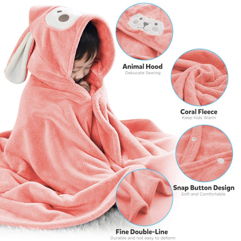 Romasa Baby Bath Towel Hooded Ultra Soft Towel Highly Absorbent Bathrobe Blanket Toddlers Shower Gifts For Boys Girls- 27.5"" X 55"" (Pink) - Image 3