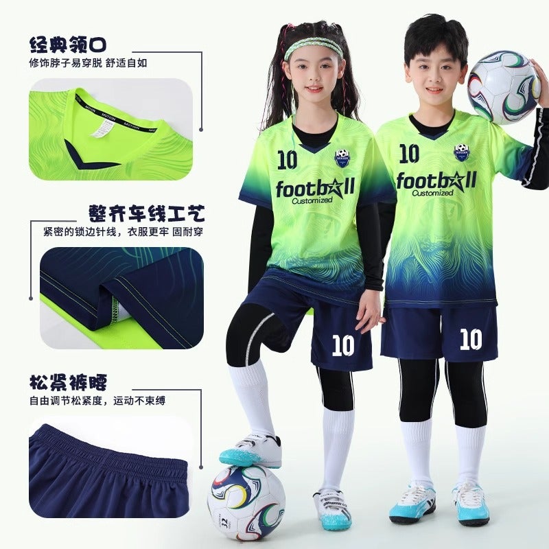 Kidsren'S Football Uniform Suit Boys Primary School Girls Training Game Team Uniform Quick-Drying Football Jersey - Image 3