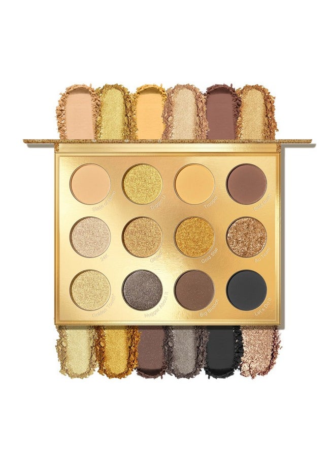 KYDA KYDA 12 Colors Golden Eyeshadow Palette, Ultra-rich Glitter Gold Eyeshadow, Matte Neutral Nude Smokey Eyeshadow Palette, Smooth Blendable Pigment, Good as Golden Eyeshadow Palette  - Image 1