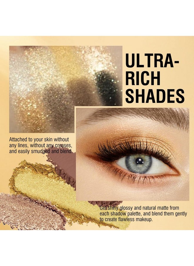 KYDA KYDA 12 Colors Golden Eyeshadow Palette, Ultra-rich Glitter Gold Eyeshadow, Matte Neutral Nude Smokey Eyeshadow Palette, Smooth Blendable Pigment, Good as Golden Eyeshadow Palette  - Image 5
