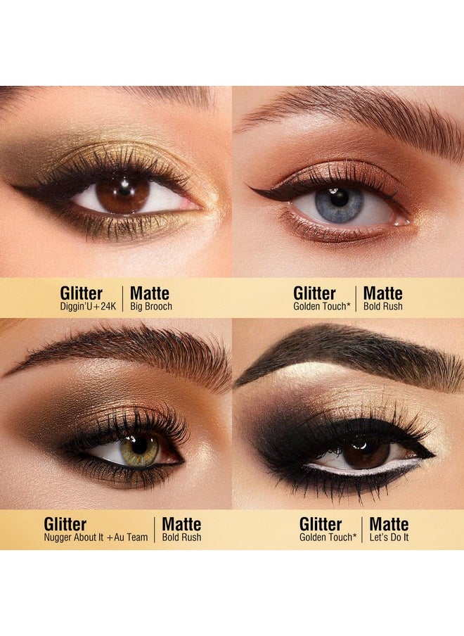KYDA KYDA 12 Colors Golden Eyeshadow Palette, Ultra-rich Glitter Gold Eyeshadow, Matte Neutral Nude Smokey Eyeshadow Palette, Smooth Blendable Pigment, Good as Golden Eyeshadow Palette  - Image 4