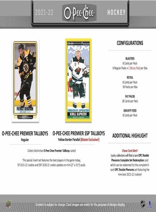 Upper Deck 2021 2022 Upper Deck O Pee Chee Hockey Series Sealed Blaster Box of Packs with Chance for Short Printed Rookies and Stars plus Blaster EXCLUSIVE Yellow Bordered Tallboys - Image 3