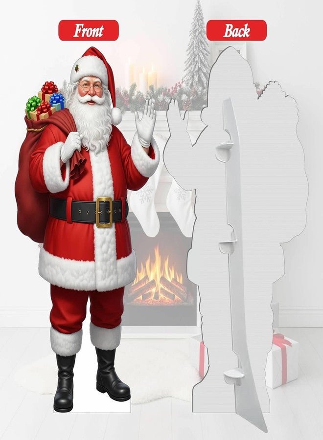 EZISHIPS Santa Claus Christmas Cardboard Cutouts, 4mm Corrugated Plastic Standee Decorations, Indoor Outdoor Xmas Yard & Party Décor, Photo Booth Prop, 5FT - Image 2