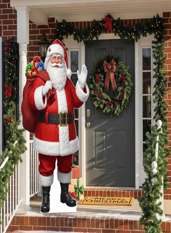 EZISHIPS Santa Claus Christmas Cardboard Cutouts, 4mm Corrugated Plastic Standee Decorations, Indoor Outdoor Xmas Yard & Party Décor, Photo Booth Prop, 5FT - Image 4
