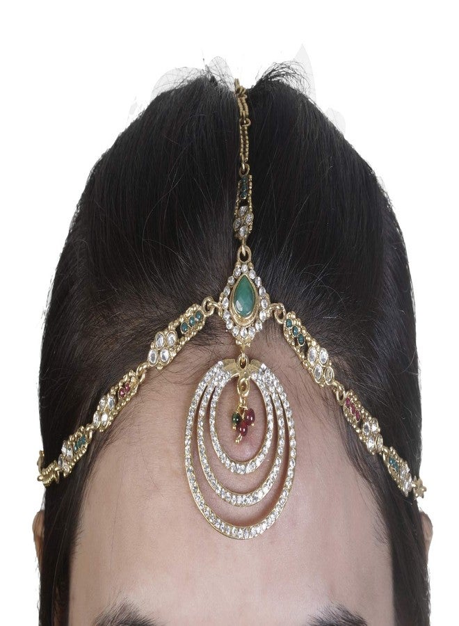 فاما Vama Fashions التقليدية Maang Tikka Stone Damini Bridal Matha Patti تيكا متعددة الألوان للنساء - Image 2