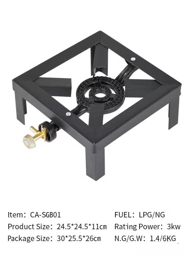 موقد غاز حديدي قوي للطبخ – عين واحدة بتصميم ثابت ومتين مثالي للرحلات والاستخدام الخارجي - Image 2