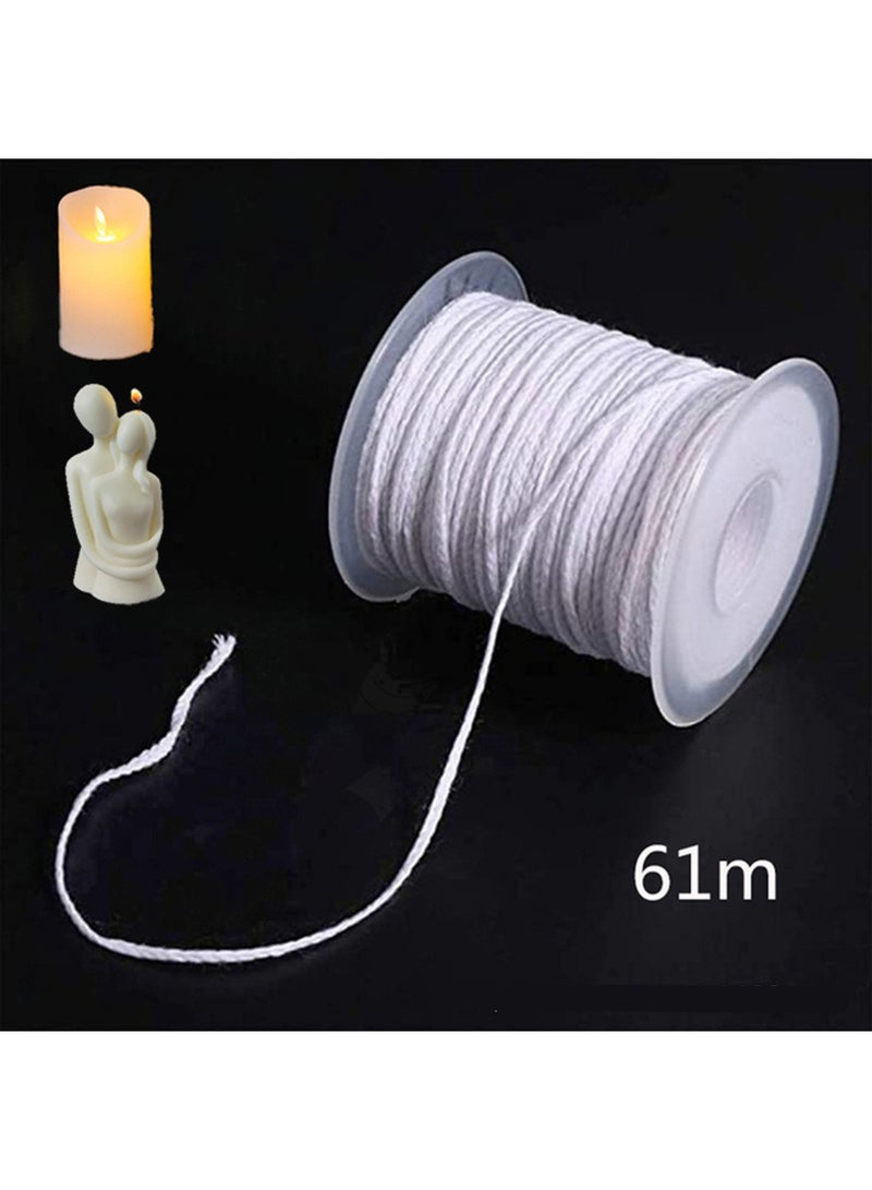 61m Candle Wick, 24 Ply Braided Cotton Candle Wicks Core Candle Making Kit, Wick String Line Universal Wick Spool Natural Material Handmade Candle Supplies for Candle Making Candle DIY  - Image 3