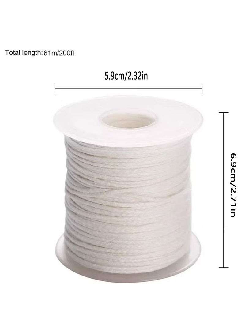 61m Candle Wick, 24 Ply Braided Cotton Candle Wicks Core Candle Making Kit, Wick String Line Universal Wick Spool Natural Material Handmade Candle Supplies for Candle Making Candle DIY  - Image 2