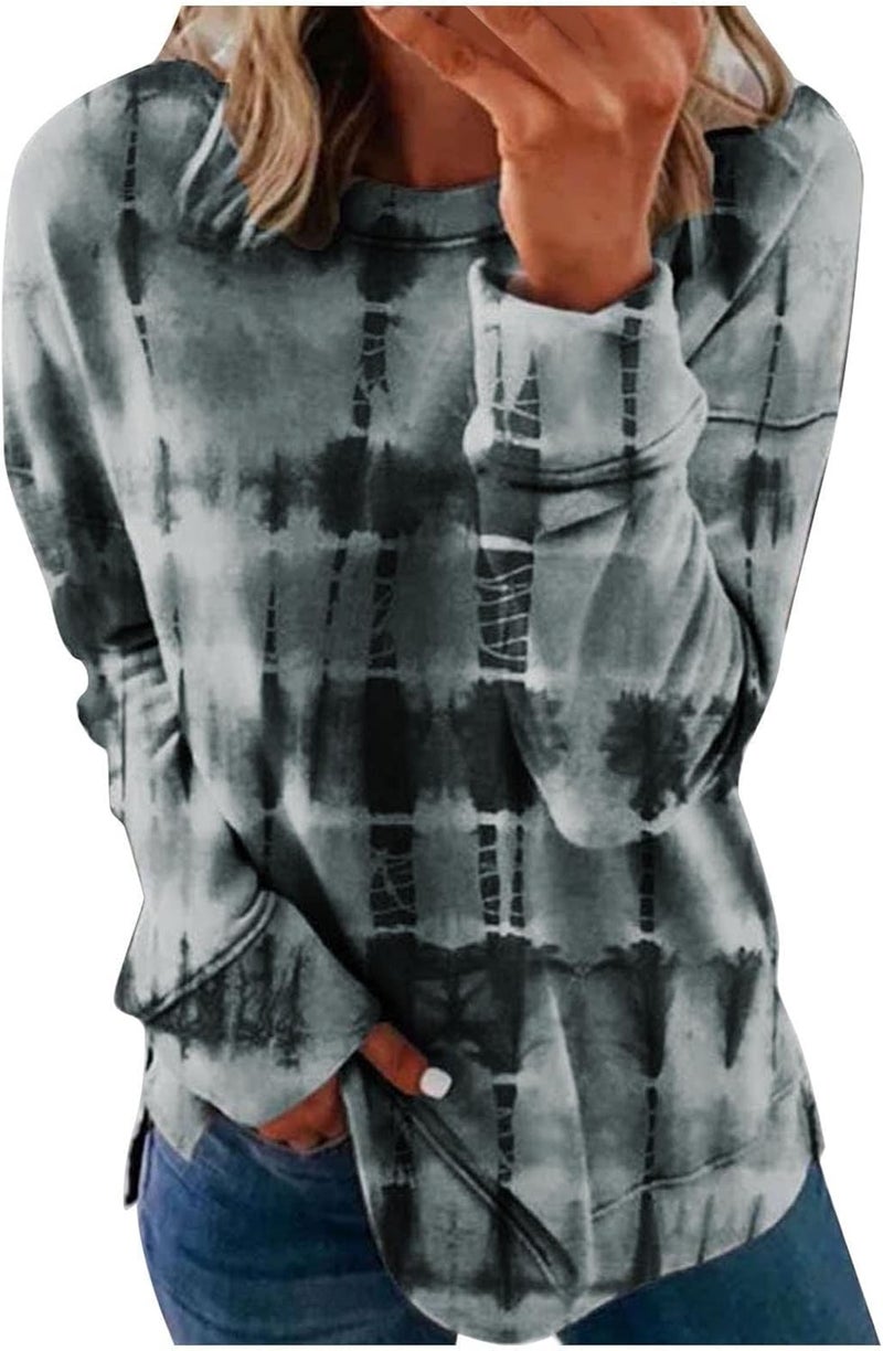 cheekyglo Womens 2022 Fall Winter Fashion Tops Casual Long Sleeve Crewneck Sweatshirt Blouse Striped Loose Soft Pullover Shirts - Image 2